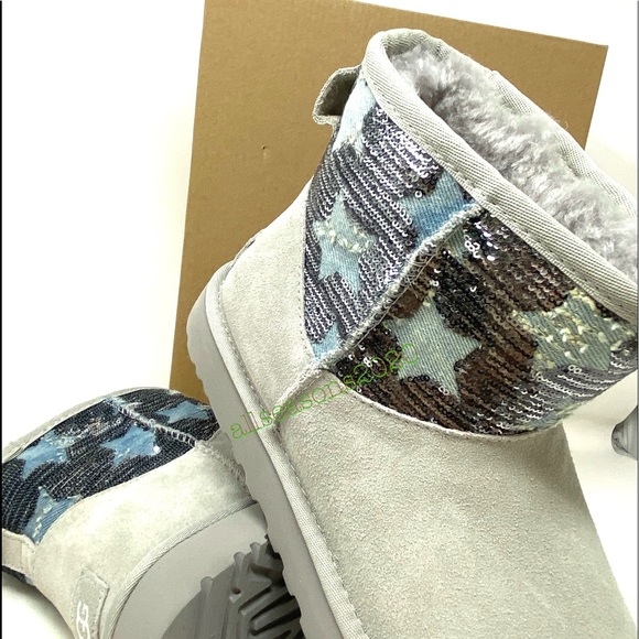UGG Mini Sequin Star Women’s Boots Suede Grey - Picture 5 of 11